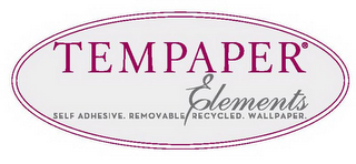 TEMPAPER ELEMENTS SELF ADHESIVE. REMOVABLE RECYCLED. WALLPAPER. logo