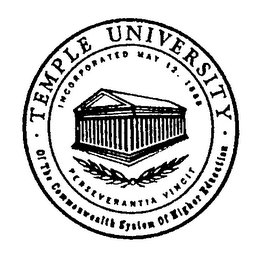 TEMPLE UNIVERSITY INCORPORATED MAY 12, 1988 OF THE COMMONWEALTH SYSTEM OF HIGHER EDUCATION PERSEVERANTIA VINCIT logo