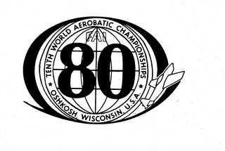 TENTH WORLD AEROBATIC CHAMPIONSHIPS OSHKOSH, WISCONSIN, U.S.A. FAI 80 logo