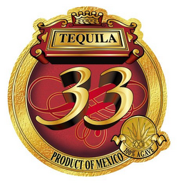 TEQUILA 33 PRODUCT OF MEXICO 100% AGAVE logo