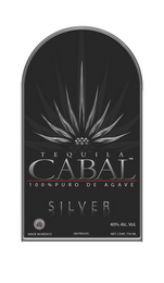 TEQUILA CABAL 100 % PURO DE AGAVE SILVER ENVASADO DE ORIGEN MEXICO logo