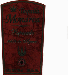 TEQUILA MONARCA REPOSADO 100% DE AGAVE ENVASADO DE ORIGEN MEXICO logo