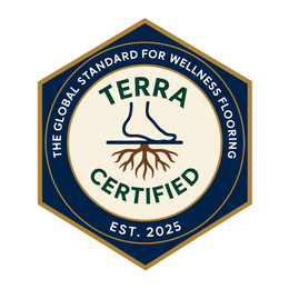 TERRA CERTIFIED THE GLOBAL STANDARD FOR WELLNESS FLOORING EST. 2025 logo