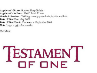 TESTAMENT OF ONE logo