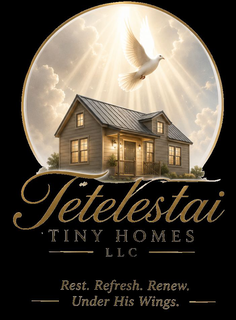 TETELESTAI 'TINY HOMES LLC REST. REFRESH. RENEW. UNDER HIS WINGS. logo
