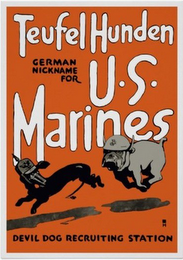 TEUFEL HUNDEN GERMAN NICKNAME FOR U.S. MARINES DEVIL DOG RECRUITING STATION logo