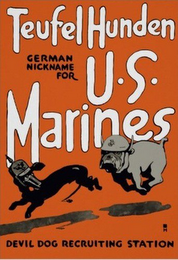 TEUFEL HUNDEN GERMAN NICKNAME FOR U.S. MARINES DEVIL DOG RECRUITING STATION logo