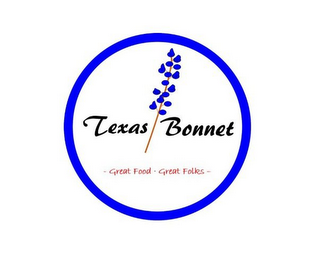 TEXAS BONNET GREAT FOOD GREAT FOLKS logo