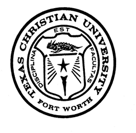 TEXAS CHRISTIAN UNIVERSITY FORT WORTH EST DISCIPLINA FACULTAS logo