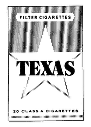 TEXAS FILTER CIGARETTES 20 CLASS A CIGARETTES logo