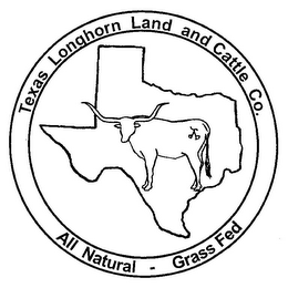 TEXAS LONGHORN LAND AND CATTLE CO. ALL NATURAL - GRASS FED logo