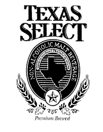 TEXAS SELECT NON-ALCOHOLIC MALT BEVERAGES CONTAINS LESS THAN 0.5% ALCOHOL BY VOLUME PREMIUM BREWED logo