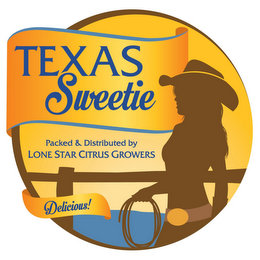 TEXAS SWEETIE PACKED & DISTRIBUTED BY LONE STAR CITRUS GROWERS DELICIOUS logo
