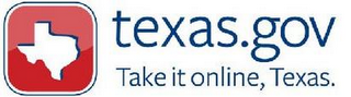 TEXAS.GOV TAKE IT ONLINE, TEXAS. logo