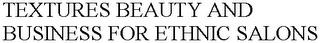 TEXTURES BEAUTY AND BUSINESS FOR ETHNIC SALONS logo