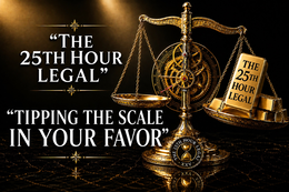 "THE 25TH HOUR LEGAL" "TIPPING THE SCALE IN YOUR FAVOR" logo