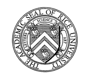 THE ACADEMIC SEAL OF RICE UNIVERSITY LETTERS SCIENCE ART logo