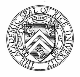THE ACADEMIC SEAL OF RICE UNIVERSITY LETTERS SCIENCE ART logo