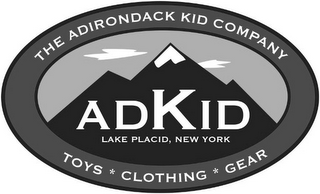 THE ADIRONDACK KID COMPANY ADKID LAKE PLACID NEW YORK TOYS CLOTHING GEAR logo
