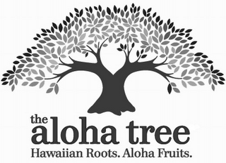 THE ALOHA TREE HAWAIIAN ROOTS. ALOHA FRUITS. logo
