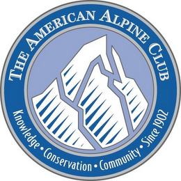 THE AMERICAN ALPINE CLUB KNOWLEDGE CONSERVATION COMMUNITY SINCE 1902 logo
