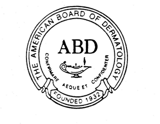 THE AMERICAN BOARD OF DERMATOLOGY FOUNDED 1932 ABD CONFIRMARE AEQUE ET CONFIDENTER logo
