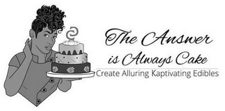 THE ANSWER IS ALWAYS CAKE CREATE ALLURING KAPTIVATING EDIBLES logo