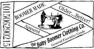 THE BABY BOOMER CLOTHING CO. BOOMER MADE OLDER...BETTER! APPAREL GENERAL EXECUTIVE GRADE 101506290215 logo