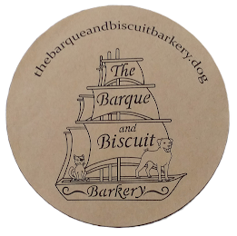 THE BARQUE AND BISCUIT BARKERY THEBARQUEANDBISCUITBARKERY.DOG logo