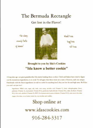 THE BERMUDA RECTANGLE: GET LOST IN THE FLAVOR, BROUGHT TO YOU BY IDA'S COOKIES: IDA KNOW A BETTER COOKIE logo