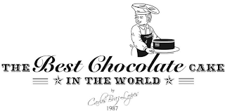 THE BEST CHOCOLATE CAKE IN THE WORLD BY CARLOS BRAZ LOPES 1987 logo