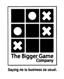 THE BIGGER GAME COMPANY SAYING NO TO BUSINESS AS USUAL. logo