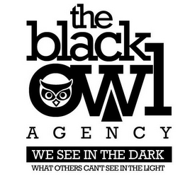 THE BLACK OWL AGENCY, WE SEE IN THE DARK WHAT OTHERS CAN'T SEE IN THE LIGHT logo