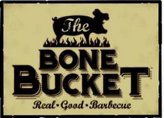 THE BONE BUCKET REAL · GOOD · BARBECUE logo