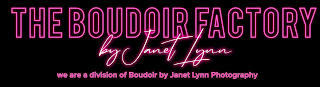 THE BOUDOIR FACTORY BY JANET LYNN WE ARE A DIVISION OF BOUDOIR BY JANET LYNN PHOTOGRAPHY logo