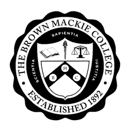 THE BROWN MACKIE COLLEGE ESTABLISHED 1892 SAPIENTIA SCIENTIA IUSTITIA BMC logo
