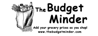 THE BUDGET MINDER ADD YOUR GROCERY PRICES AS YOU SHOP! WWW.THEBUDGETMINDER.COM logo