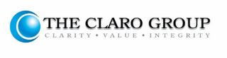 THE CLARO GROUP CLARITY · VALUE · INTEGRITY logo