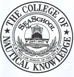 THE COLLEGE OF NAUTICAL KNOWLEDGE SEASCHOOL THE LAW SCHOOL OF THE SEA EST. 1977 logo