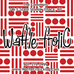 THE COMMONC 146 E STATE STREET, ITHACA, NY WAFFLE FROLIC 607-319-0999 WWW.WAFFLEFROLICKING.COM logo