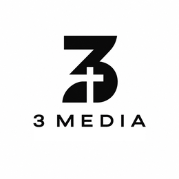 THE COMPANY NAME 3 MEDIA IN CAPITALIZED LETTERS UNDER THE STYLIZED NUMBER THREE LISTED IN THE MARK DESCRIPTION OF THIS APPLICATION logo