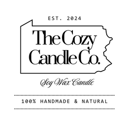 THE COZY CANDLE CO. 100% HANDMADE & NATURAL EST. 2024 SOY WAX CANDLE logo