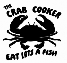 THE CRAB COOKER EAT LOTS A FISH logo