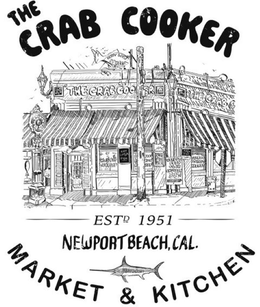 THE CRAB COOKER ESTD 1951 NEWPORT BEACH, CAL. MARKET & KITCHEN logo