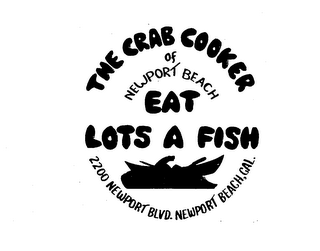 THE CRAB COOKER OF NEWPORT BEACH EAT LOTS A FISH logo
