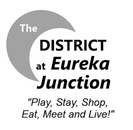 THE DISTRICT AT EUREKA JUNCTION "PLAY, STAY, SHOP, EAT, MEET AND LIVE!" logo