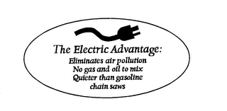 THE ELECTRIC ADVANTAGE: ELIMINATES AIR POLLUTION NO GAS AND OIL TO MIX QUIETER THAN GASOLINE CHAIN SAWS logo