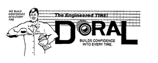 THE ENGINEERED TIRE! DORAL BUILDS CONFIDENCE INTO EVERY TIRE. MR. CONFIDENCE WE BUILD CONFIDENCE INTO EVERY TIRE logo
