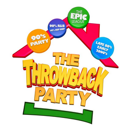 THE EPIC LEAGUE THE THROWBACK PARTY 90'S PARTY 90% R&B 10% HIP HOP LATE 80'S EARLY 2000'S logo