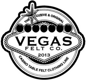 THE EXCLUSIVE & ORIGINAL CASINO TABLE FELT CLOTHING LINE VEGAS FELT CO. 2013 logo